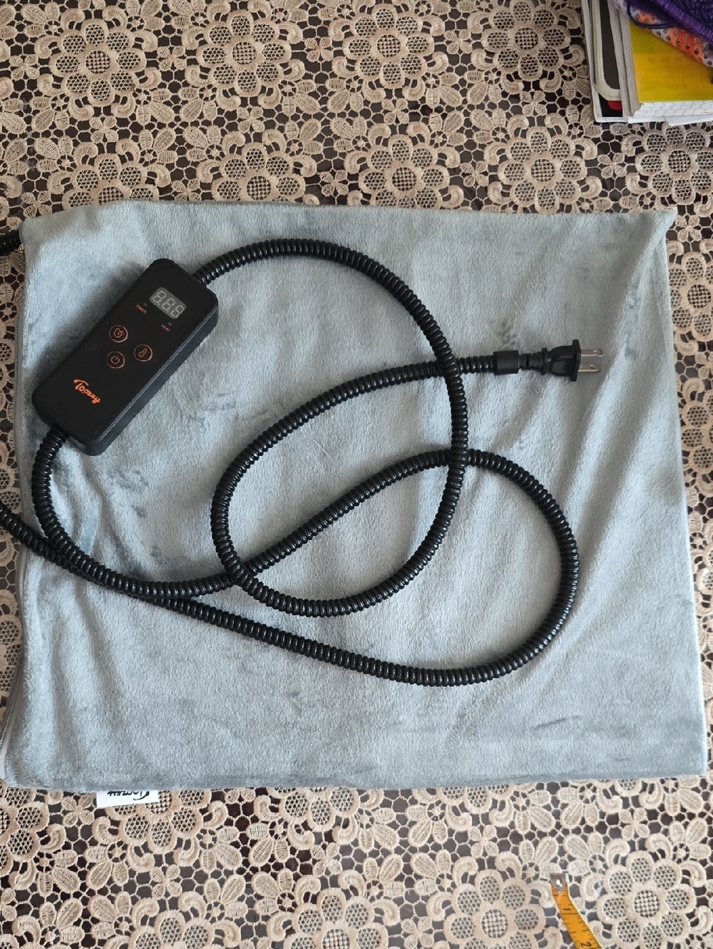 Heated Electric Pad Controller with Coiled Cord - Light Blue